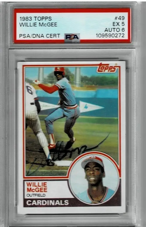 Willie McGee Signed Auto 1983 Topps #49 RC CARD ST. LOUIS CARDINALS PSA DNA