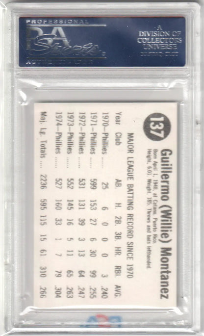 Graded Willie Montanez 1975 Hostess baseball card hand cut PSA 10 GEM MINT Columbia Hobby