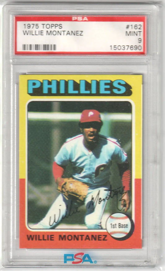 Graded Willie Montanez 1975 Topps #162 baseball card from Columbia Hobby in PSA 9 Mint