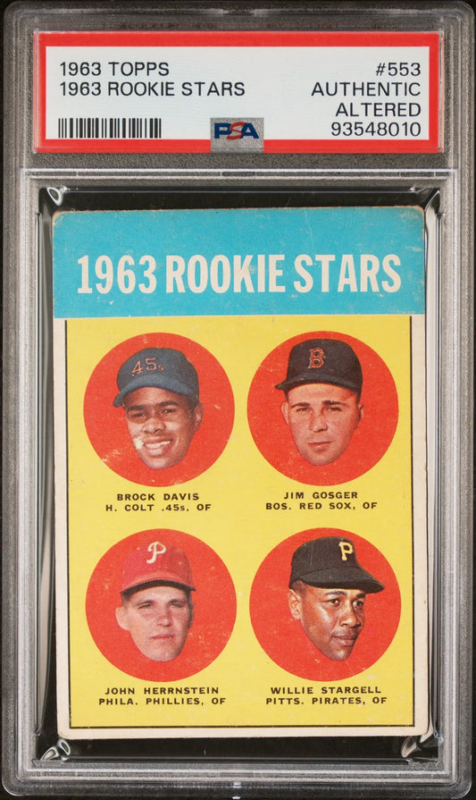 1963 Topps Rookie Stars baseball card with Willie Stargell in PSA Authentic Altered holder