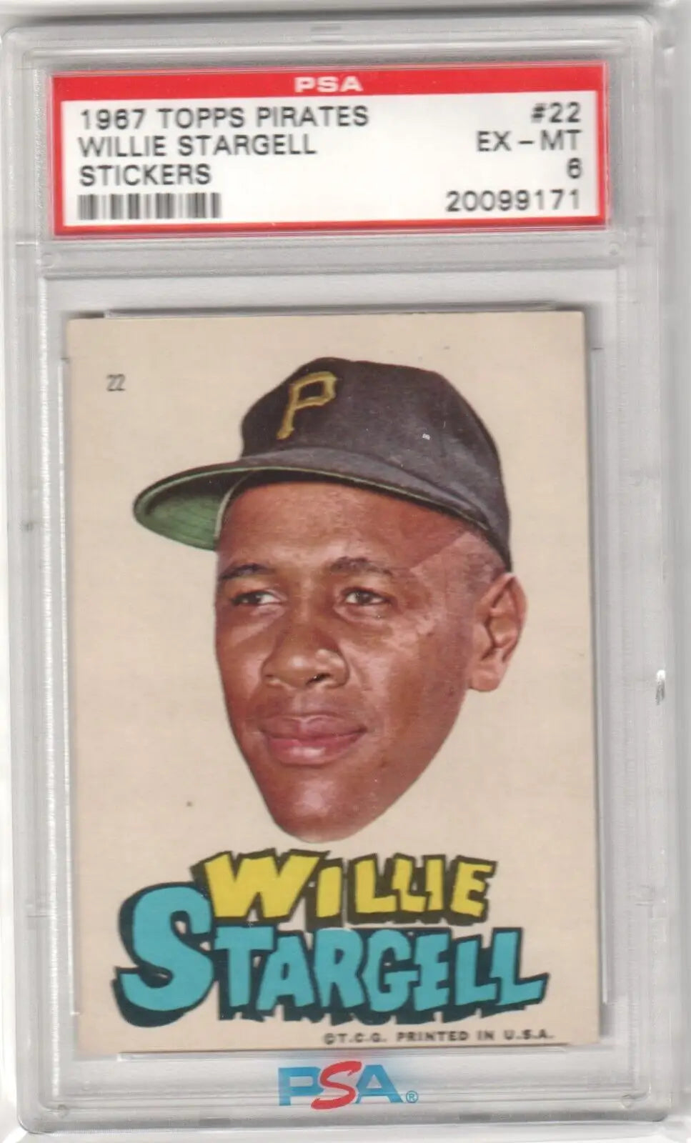 Graded 1967 Topps Willie Stargell baseball sticker Pirates Willie Stargell Columbia Hobby