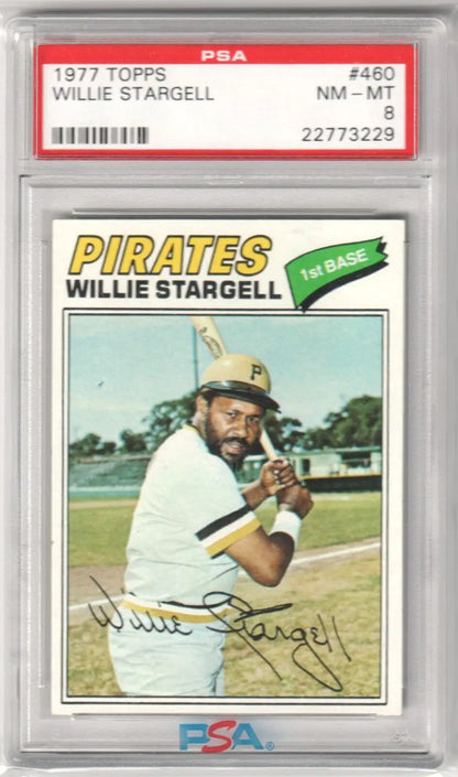 Graded 1977 Topps Willie Stargell baseball card from Columbia Hobby, perfect for ESPN 2K Sports fans
