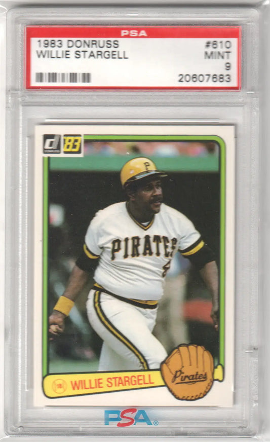Graded Willie Stargell baseball card from 1983 Donruss PSA 9 Mint Pirates