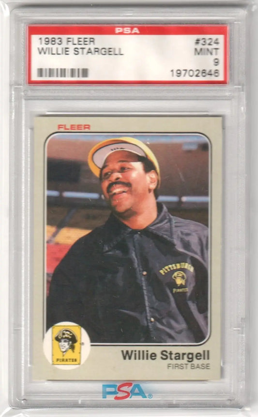 Graded Willie Stargell baseball card from 1983 Fleer PSA 9 Mint by Columbia Hobby
