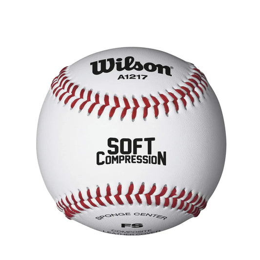 White Wilson Practice Soft Compression Baseballs with Red Stitching for Training