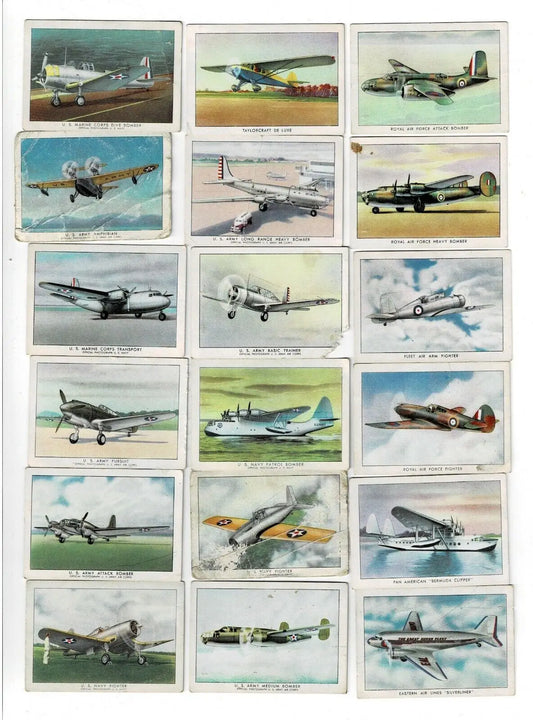 Collection of vintage airplane cards from Wings Cigarettes Lot T87C Modern American series