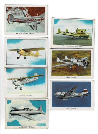 Collection of vintage airplane cards from Wings Cigarettes Lot T87C Modern American series