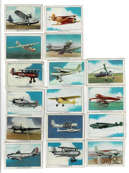 Vintage airplane trading cards from Wings Cigarettes Lot featuring T87C Modern American series