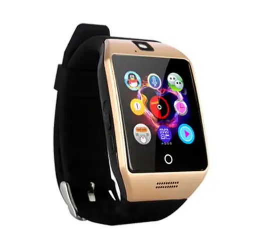 Gold and black Wireless Smartwatch Q18 Android with SIM Card and Camera, 750px height width 750px