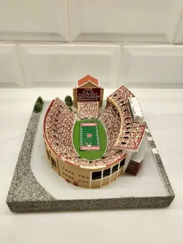 Miniature Wisconsin Badger Stadium replica showing the 1999 Rose Bowl victory