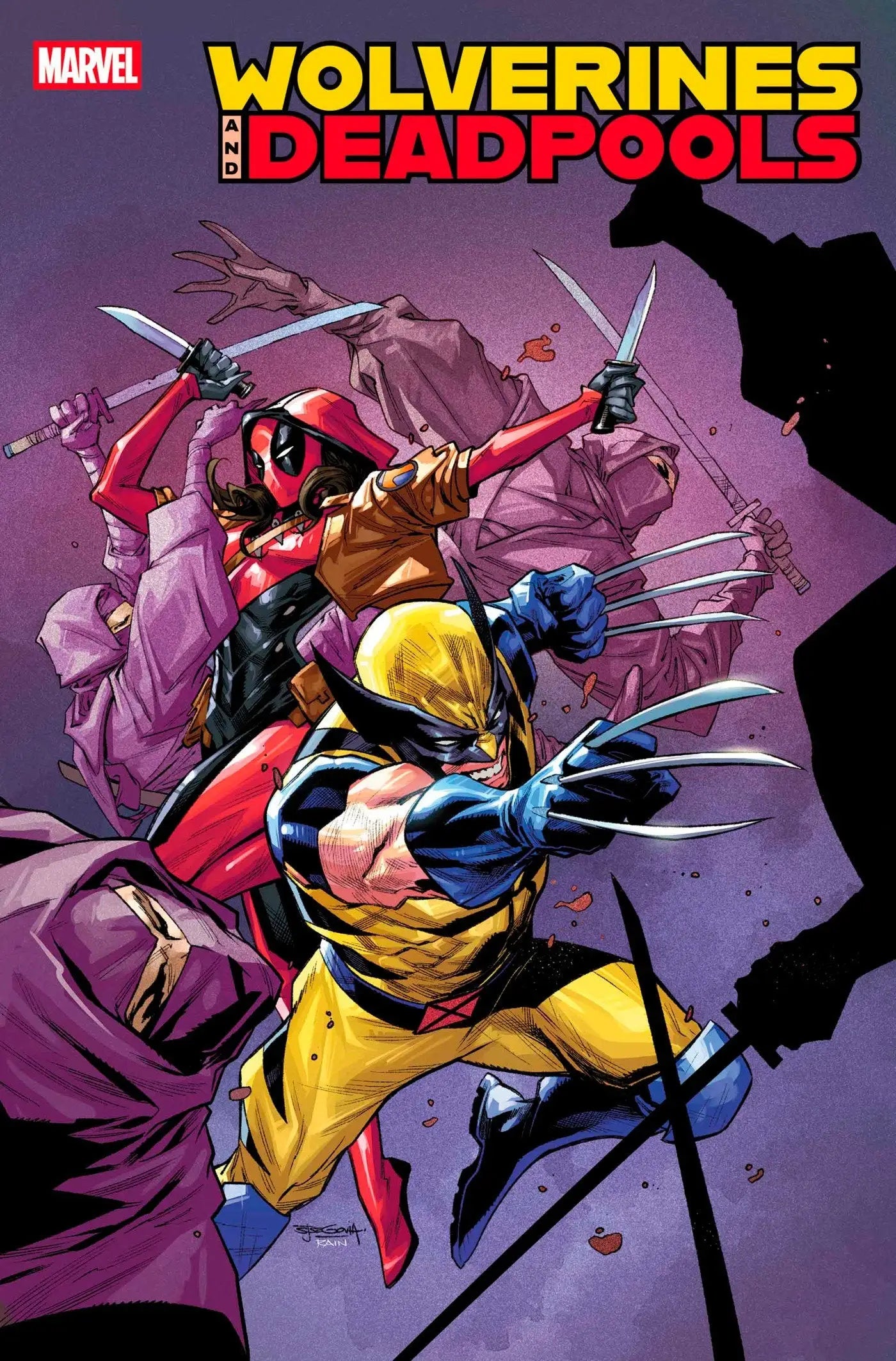 Comic book cover featuring Wolverine and Deadpool in action from Wolverines & Deadpools #2 Stephen Segovia Variant with Shadow King