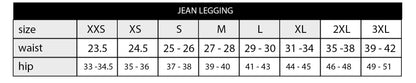 Size chart for women fringe denim jeans shorts with waist and hip measurements