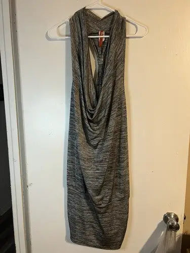 Women’s 3XL Topia sleeveless gray dress with draped cowl neck and marl fabric