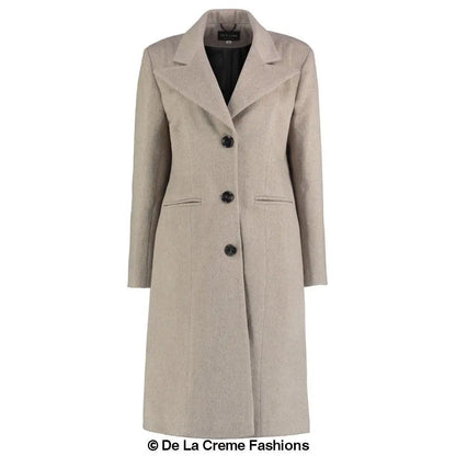 Women’s Mohair Blend Longline Winter Coat with dark buttons and front pockets