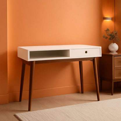 Wood Writing Desk with Drawer Spacious Top and Storage-0