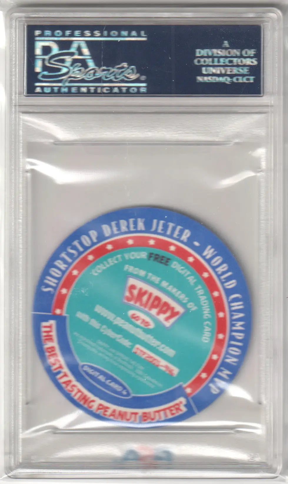 Graded Derek Jeter Skippy peanut butter promotional disc from World Champion MVP 2001 collection