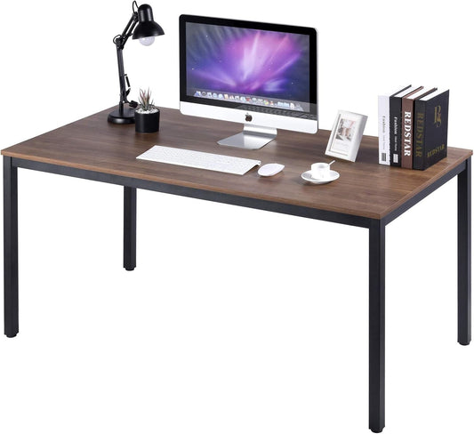 Writing Computer Desk 59 Inch（60"X 30"）Home Office Wooden Writing Study Desk, Large Solid Wood Office Desk, Modern Excutive Desk, Sturdy Laptop Study Table, Walnut - Solid Tabletop Made of MDF-0