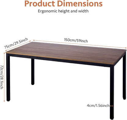 Writing Computer Desk 59 Inch（60"X 30"）Home Office Wooden Writing Study Desk, Large Solid Wood Office Desk, Modern Excutive Desk, Sturdy Laptop Study Table, Walnut - Solid Tabletop Made of MDF-2