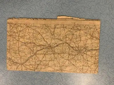 Aged creased road map from WW2 Carte Michelin Les Grandes Routes France 1941