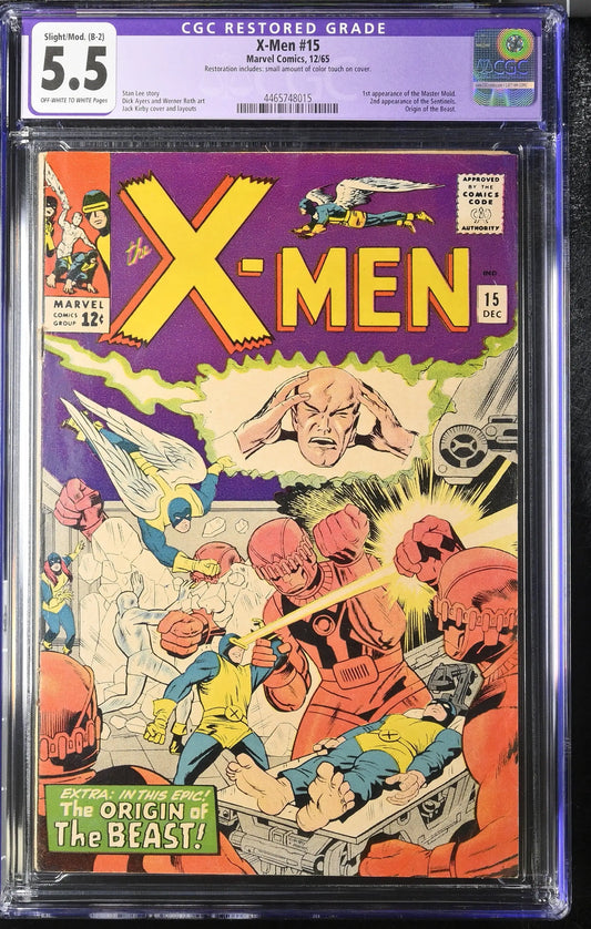 X-Men 15 (1965) Graded CGC 5.5 Purple Label Small Color Touch - Comic Books