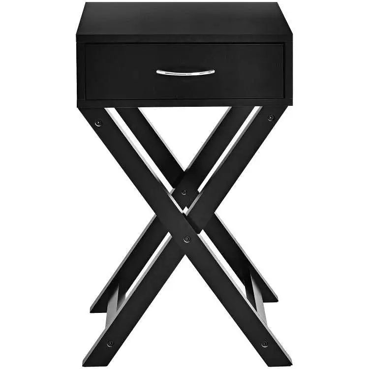 X-Shape 1 Drawer Nightstand End Side Table Storage in Black - Nightstand