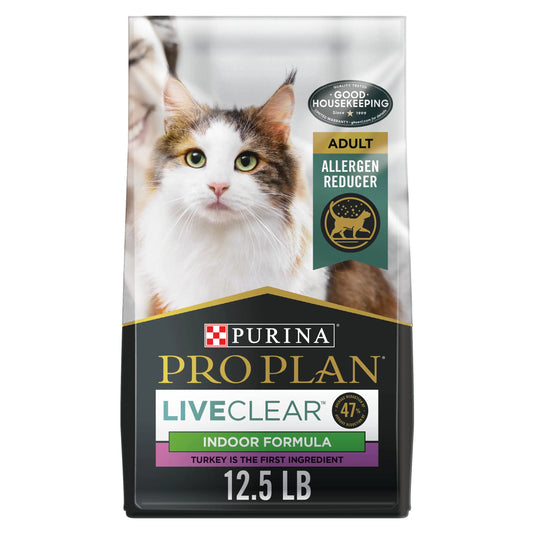 Purina Pro Plan Allergen Reducing Indoor Cat Food LIVECLEAR Turkey and Rice Formula - 12.5 lb. Bag