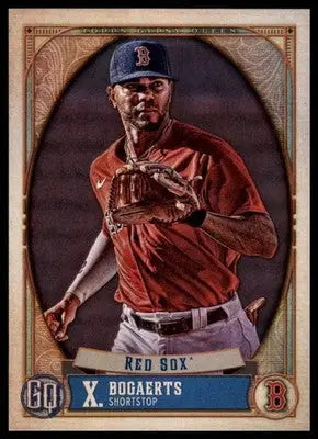 Baseball trading card featuring Xander Bogaerts in red uniform and blue cap from Topps Gypsy Queen
