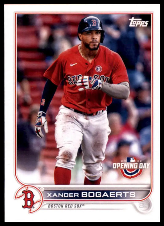 Xander Bogaerts baseball card from Topps Opening Day 2022 Boston Red Sox collection