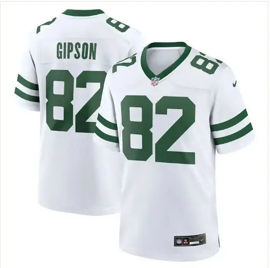 White and green Xavier Gipson New York Jets Nike team game jerseys with number 82