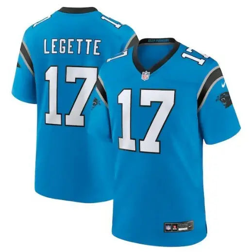 Blue Xavier Legette Carolina Panthers Nike Alternate Game Jersey on display