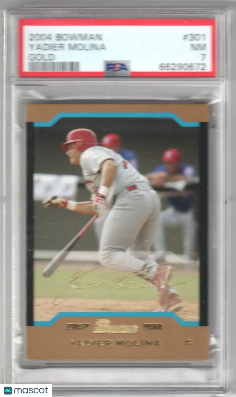 Yadier Molina 2004 Bowman Gold RC rookie baseball card graded PSA 7 from Columbia Hobby