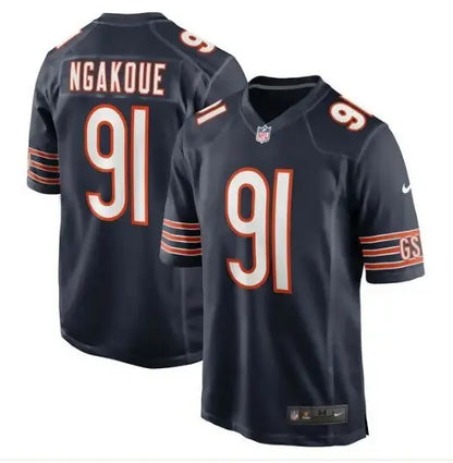 Dark blue Yannick Ngakoue Chicago Bears Nike jersey with white and orange number 91
