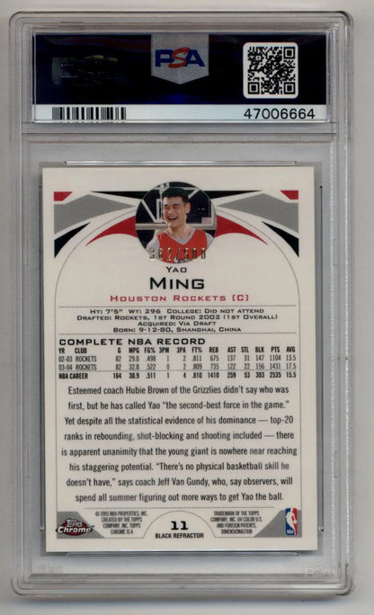 Yao Ming 2004-05 Topps Chrome Black Refractor #11 362/500 PSA 10 Gem Mint - Singles