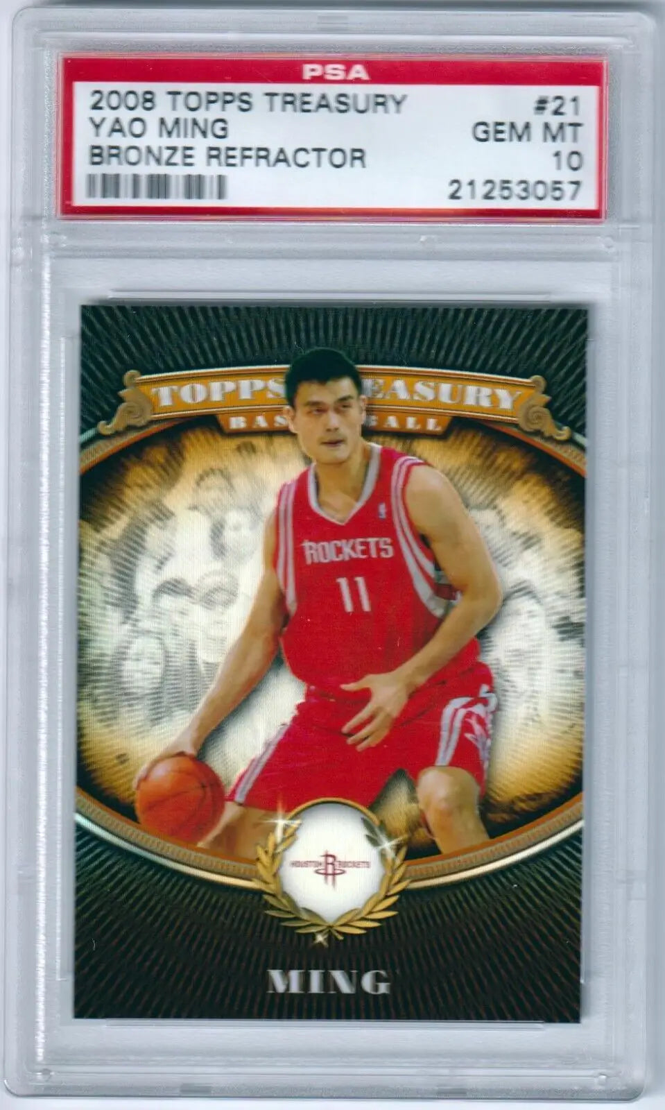 Yao Ming Topps basketball card Bronze Refractor PSA 10 GEM MINT from 2008-09 Treasury