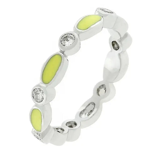 Yellow Link Enamel Stacker Ring - Stacker Ring