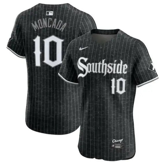 Black and white pinstripe Chicago White Sox Nike City Connect Elite Player Jersey