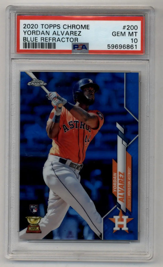 Yordan Alvarez 2020 Topps Chrome Blue Refractor baseball card PSA 10 Gem Mint
