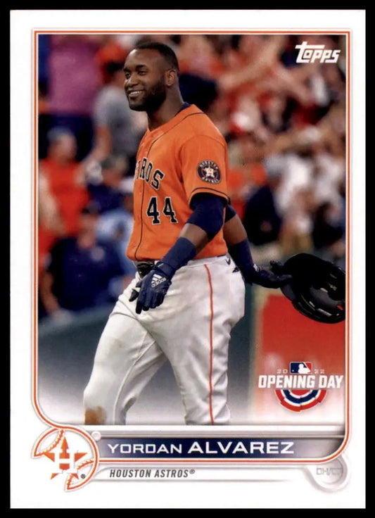 Yordan Alvarez baseball card from Topps Opening Day 2022 Houston Astros collection