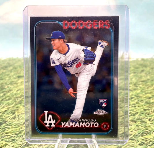 Yoshinobu Yamamoto 2024 Topps Chrome Base Rookie RC #18 baseball card for collectors
