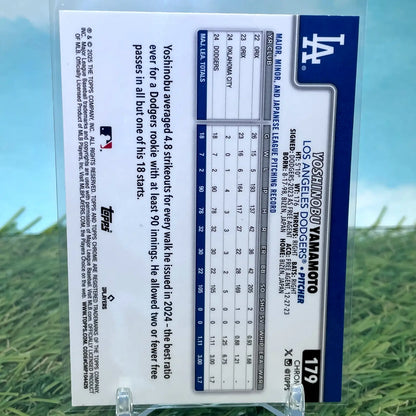 Yoshinobu Yamamoto Topps Chrome RayWave Refractor Card #179 for collectors