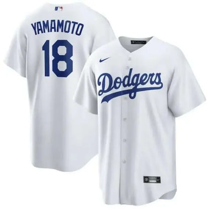 White Yamamoto Dodgers Los Angeles Baseball Jersey Nike Home Replica Player Jersey