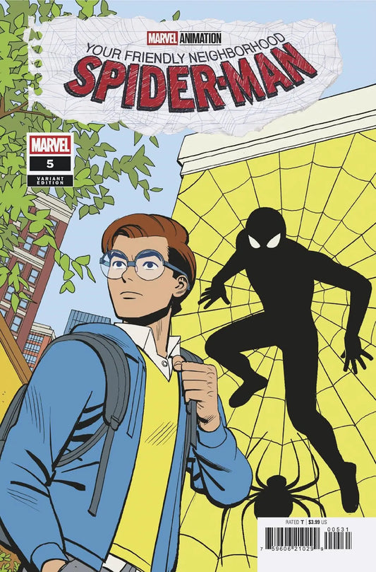 Comic book cover of Your Friendly Neighborhood Spider-Man #5 Marvel Animation Variant featuring Silvermane’s Secrets