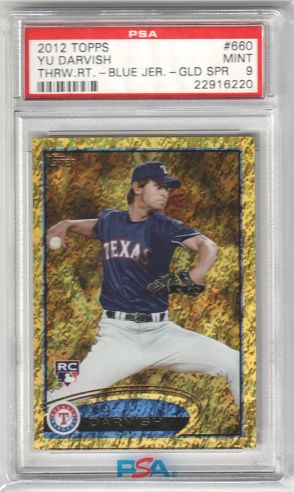 Yu Darvish 2012 Topps Gold Sparkle Rookie RC baseball card from Columbia Hobby