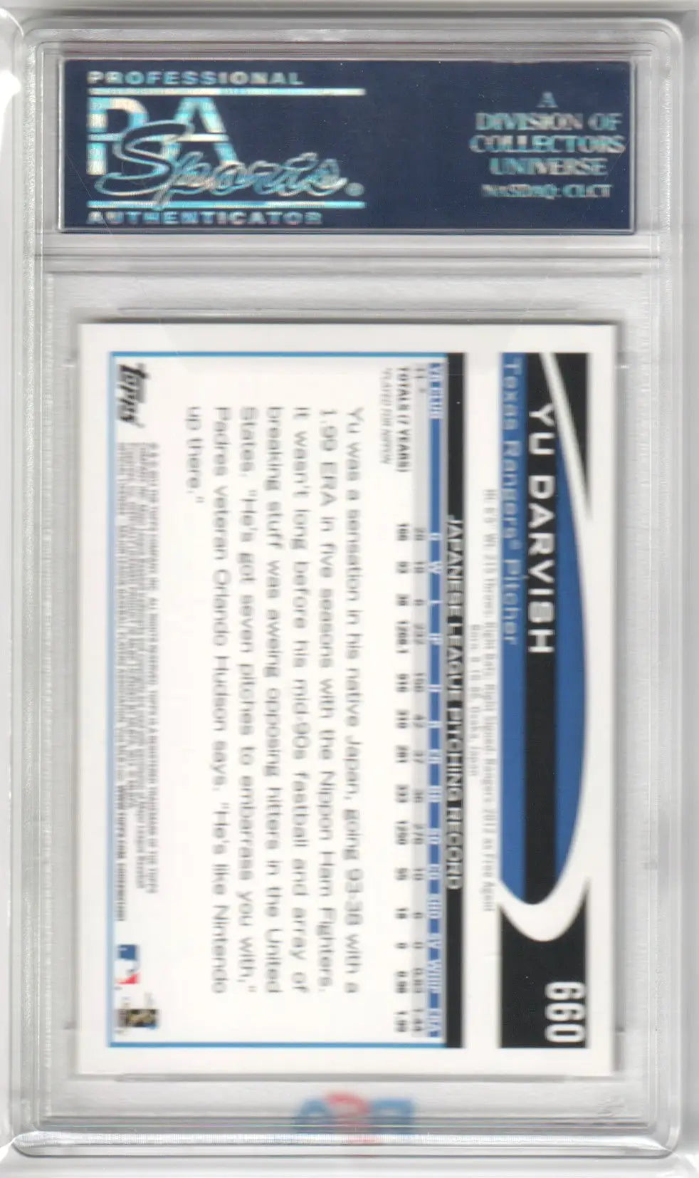 Graded Yu Darvish baseball card with gold sparkle rookies from Columbia Hobby