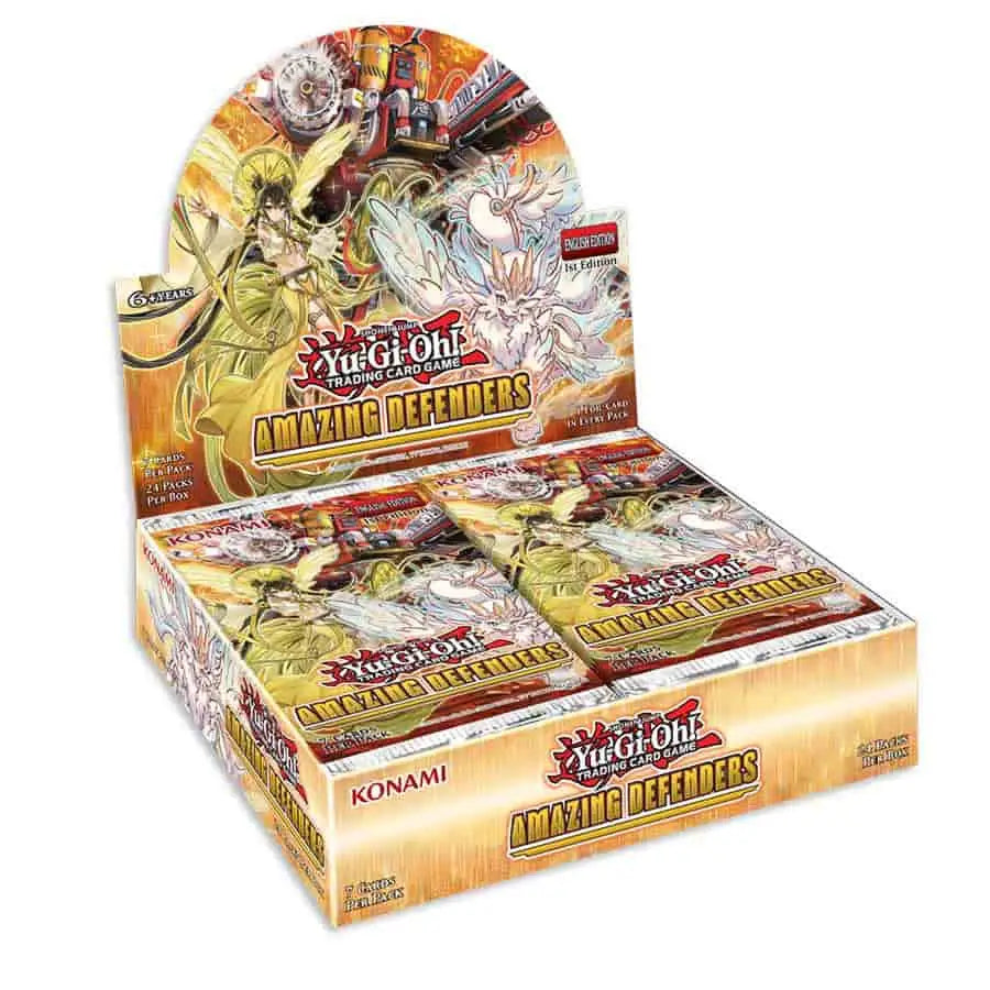 Display box for Yu-Gi-Oh! Amazing Defenders Booster packs in a Booster Box
