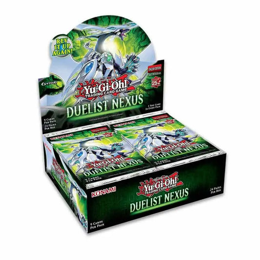 Display box for Yu-Gi-Oh! Duelist Nexus booster packs featuring Secret Rares