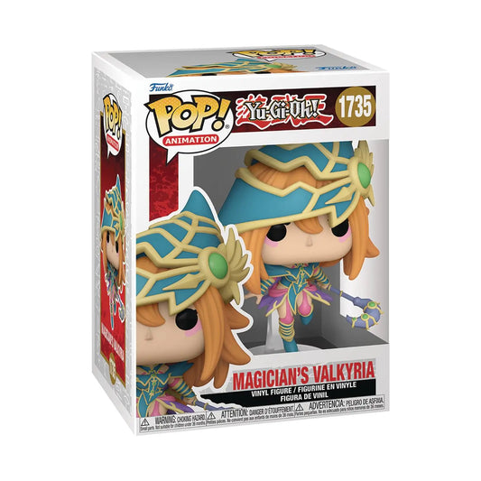 Funko Pop! figure of Yu-Gi-Oh’s Magician’s Valkyria in retail packaging for trading cards