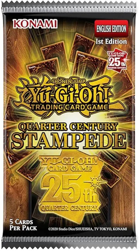 Yu-Gi-Oh Quarter Century Stampede Booster Pack featuring the quarter century stampede card set