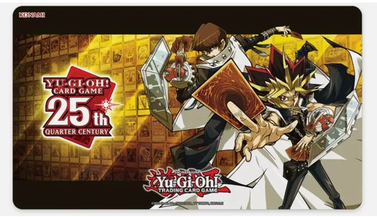 Yu-Gi-Oh! 25th Anniversary Game Mat featuring Yugi and Kaiba for the quarter century game