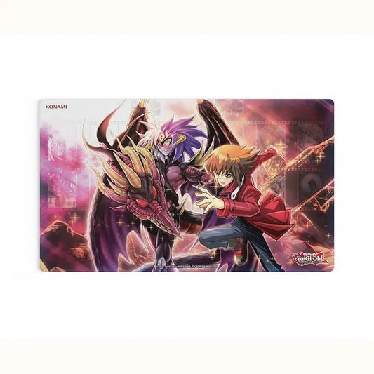 Yu-Gi-Oh Game Mat featuring Jaden and Yubel for trading card games and duels